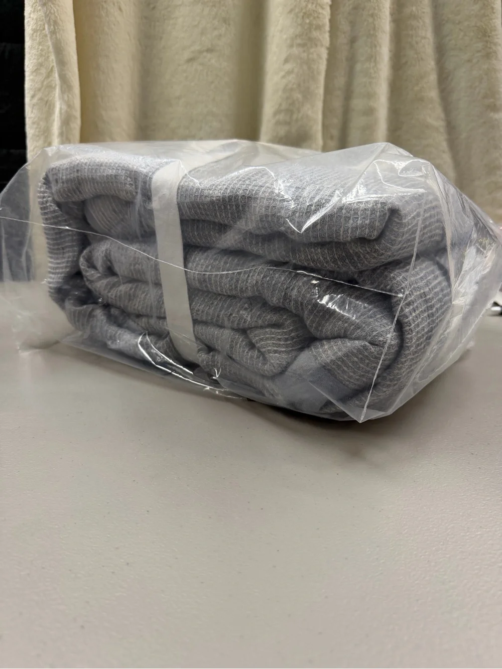 Pottery Barn Full / Queen Belgian Flax Linen Waffle Duvet Cover Blue NWT